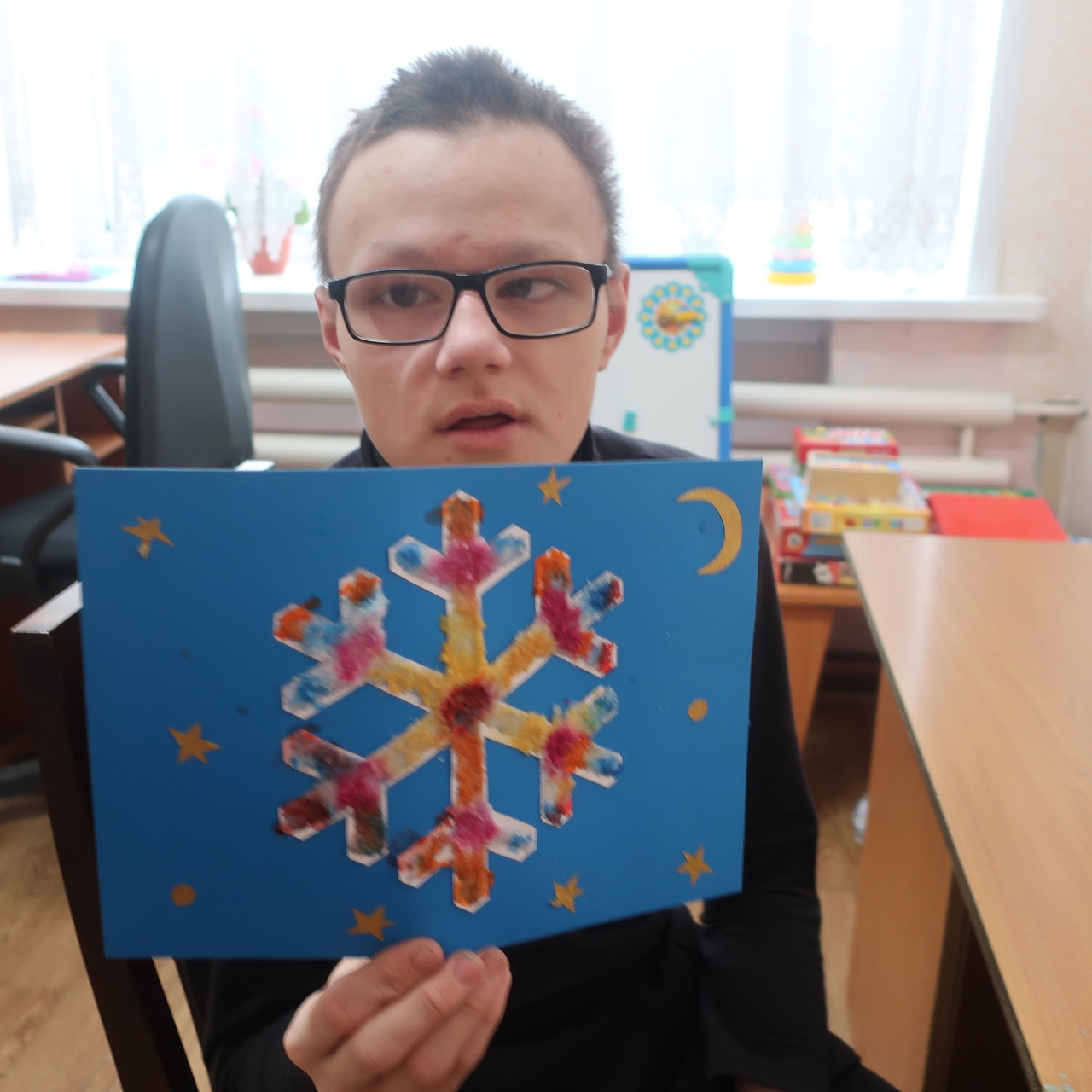 Рисование солью и красками